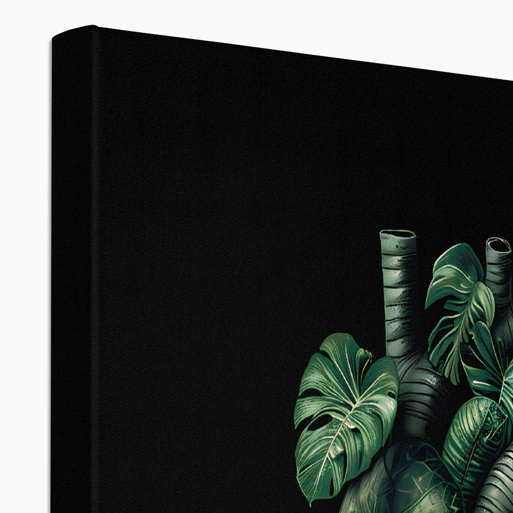 Anatomical Botanical Heart Black Canvas